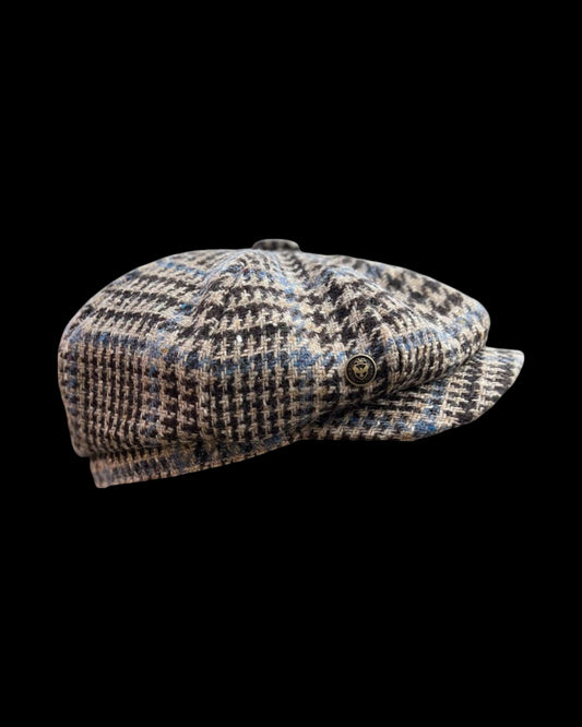 Sky Blue Windowpane Check on Brown Dogtooth Donegal Tweed